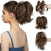Claw Clip Short Ponytail Hair Extensions Bendable Metals Messy Bun Hair piece Straight Fake Hairpieces
