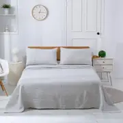 Classic Pinstripe Linen Sheet Set (White/Navy Pinstripe) - Super King
