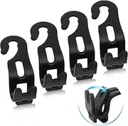 FYY Car Seat Headrest Hooks, 4 Pack Durable Car Back Seat Hooks Hanger for Purses and Bags Foldable Organizer Storage Hooks for Handbag Purse Grocery Bags Cloth fit Universal Car Vehicle Black