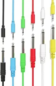 ExcelValley - Mono Patch Cables - TS 3.5mm 1/8" to 6.35mm 1/4" [6A-Pack | 90 cm - 35.43"]