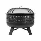 GLOW® Large Industrial Designer 2in1 Firepit Fire Pit & Cooking Grill Steel NEW