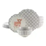 The Pioneer Woman Gingham Grey 12-Piece Dinnerware Set *FREE SHIPPING*