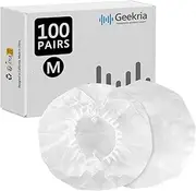 Geekria 100 Pairs Disposable Headphones Ear Cover for Over-Ear Headset, MRI Headset Earcup for Bulk Pack, Stretchable Sanitary Ear Pads Cover, Hygienic Ear Cushion Protector (M/White)