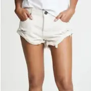 One Teaspoon Womens Worn White Bandit Shorts NWT Size 25