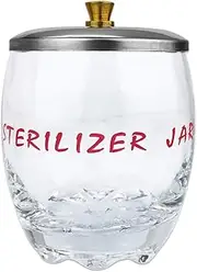 DISINFECTING STERILIZER JAR (Small Size) WITH METAL LID FOR TOOLS, MANICURE, SPA IMPLEMENTS, AND SCISSORS (Sterilizer Jar, Clear)