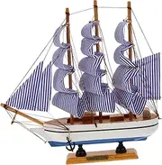ABOOFAN Handmade Wooden Sailing Ship Model Mediterranean Style Nautical Decor for Home Friends Family Exquisitely Crafted Boat Ornament for Beach Theme Events Parties Random Color