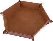 Abaodam Lightweight Collapsible Dice Tray Hexagon Pu Leather Storage Box for Desktop Phone Watch