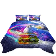 Cool Crazy Space Cute Hamster on a Burger Coverlet