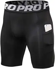 [YUSHOW] Mens Compression Shorts with Pocket Spandex Sports Running Quick Dry Shorts Compression Underwear for Men Athletic
