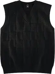 [SWJGLITTR] Mens Plaid Knitwear Pullover Vest Checkered Pattern Cable Knit Sweater Vest V Neck Sleeveless Knitted for Men
