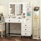 5 Drawer Vanity Table+Large HD Mirror Dressing Table Makeup Mirror Vanity AU