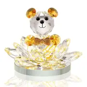 Catzon Crystal Bear Lotus Figurine Ornament Gift for Valentine's Day-Yellow