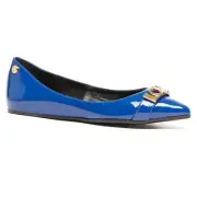 Love Moschino Blue Pointed Toe Patent Flats