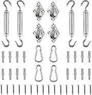 Tiberham Sun Shade Sail Hardware Kit, Heavy Duty Anti-Rust Rectangle/Square Shade Sail Installation for Patio Lawn and Garden (44 Pcs)