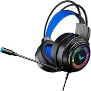Wired Gaming Headset with Microphone Over Ear LED Headphones for Laptop Tablet Flexible Noise Cancelling Design Comfortable Breathable Earmuffs Connector