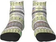 [JEJEA] Periodic table of elements print Men's Athletic Cushioned Crew Socks Crew Training Athletic Socks Men and Women for Sports