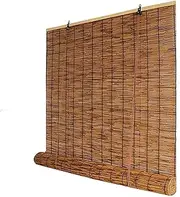 Hand-Woven Natural Retro Bamboo Blinds/Roman Blinds/Blackout Roller Blinds/Sun Shade Curtain, Curtain Blinds Shades for Patio/Garden/Window/Door/Kitchen (W x H)(W130xH230cm/51x91in)