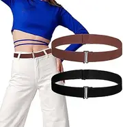 [CIATBYYJ] 2 Pcs No Show Stretch Belt for Women, Adjustable Sweater Tuck Band, Elastic Belt for Jeans Pants Tuck Sweaters