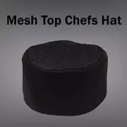 New Black Lightweight & Breathable Mesh Top Chef Beanie Hat