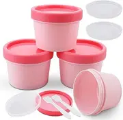 Cosywell Plastic Cream Jars 3.4oz/100ml Empty Cosmetic Pot Jars 4 Pieces Refillable Travel Containers for Toiletries TSA Approved Leak-proof Travel Size Accessories with Lids（Pink）