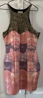 ONE TEASPOON BNWT Stone Bodycon Dress Sequins Size XL Volcano Colour RRP $180