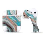 Skins Wraps compatible for Apple Airpods Teal Blue Brown Geode Stone Marble