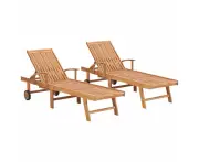 vidaXL Sun Loungers 2 pcs Solid Teak Wood