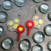Fun Spring Summertime Iridescent Bubble Wand Blowing Bubbles Dangle Earrings