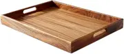 Bamboo Tray with Handle, Sturdy Bamboo Serving Board, Elegant Coffee and Food Carrier for Home, Tea Room and Restaurant (38 x 25 x 4 CM)