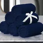 Navy Blue 6-Pack Luxury Washcloths - 100% Cotton, Quick-Dry, Zero-Twist Weave
