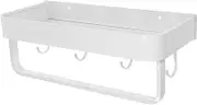 Zerodeko Wall Mounted Bathroom Shelf with Towel Holder Hook Aluminum Bathroom Accessory Non Punching Easy to Clean Capacity Storage Rack for Home and Office