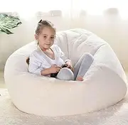 Giant Fur Bean Bag Chair for Adult （no Filler） Furniture Soft Fluffy Faux Fur BeanBag Lazy Sofa Bed Cover Faux Fur BeanBag Lazy Sofa Bed Cover,White-70X80CM