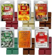 6 Pack Soy Candle Wax Bar Melts - Woodsy Outdoor Mandle Pack - Cedar Wood Cedar & Saffron Campfire Smoke Apples & Oak Frosted Pine Autumn Warmth