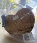 NWT KATE SPADE WICKER HEART CROSSBODY 'LOVE SHACK' PARCHMENT Bag Zipper Handbag