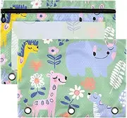 Colorful Childish Cartoon Animals 3 Rings Zipper Pouches with Clear Window Zippered Large and Sturdy 3 Rings Binder folders School Class Office Organizers Multicolored 2 PCS