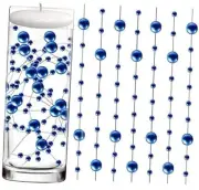 50 Pcs Pearl String for Floating Candles Centerpiece Faux Pearl Beads Vase Blue
