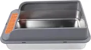 Stainless Steel Cat Litter Box, Semi Enclosed Kitty Litter Pan Litter Boxes with Scoop, High Sides Large Metal Cat Litter Tray Box Anti Leakage Easy Cleaning for Indoor Cats