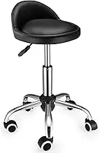 FNZIR Swivel Rolling Stool with Wheels Height Adjustable Stool Chair Drafting Chair with Low Back Black