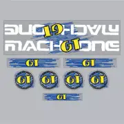 GT - 1989 Mach One - White on Clear - decal set - Old school bmx