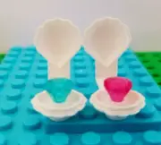 LEGO Minifigure Clamshell Treasure Mermaid Food Blue Pink Ocean Gem Non Closing