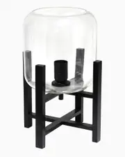Lalia Home Black Wood Mounted Table Lamp With Clear Glass Cylinder Shade