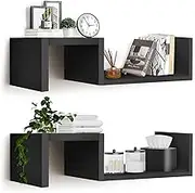 Kit 2 Floating Shelves 58 x 12 cm, Floating Wall Shelves, Wall Mounted Bathroom Shelves for Bathroom, Kitchen, Living Room, Carbonised