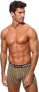 [Abanderado] Men's Bóxer Cerrado Técnico Cintura Suave Closed Boxer, Khaki Rayas, Kaki Rayas, 48