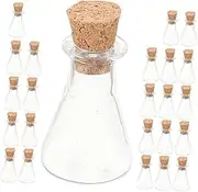 VALICLUD 24Pcs Glass Wishing Bottles with Cork Lids Clear Tiny Jars for Crafting Decorative Party Favor Containers for Messages Bottle and Unique