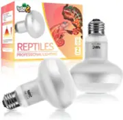 Intense Heat Lamp Bulbs for Reptiles 75W 2 Pack, UVA Daylight Reptile Heat Lamp,
