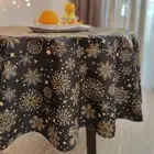 Black Christmas Tablecloth Oval Dining Table Cover Waterproof Table Cloth