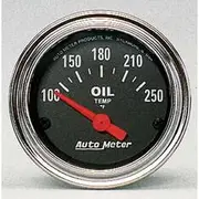 Autometer Traditional Chrome Oil Temp Gauge Electric - 100 - 250 F, 2 1/16 Inch, Short Sweep, AU2542