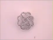 14k White Gold Round Diamond Clover Heart Pendant 1/4 Cttw