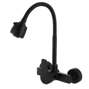 Onyzpily Black Brushed Kitchen Faucet Wall Mounted 2 Models Hot&Cold Water Sink Faucet 360 Rotation Sprayer Taps