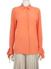 VVB Coral Silk Button Down Shirt
